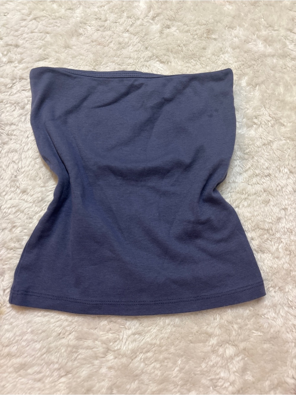 Subdued tubetop strapless Navy Blue Cotton Blend Crop Top